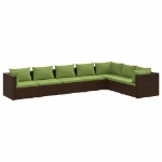 Set Divani da Giardino 7 pz con Cuscini in Polyrattan Marrone