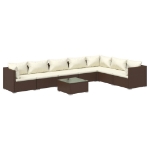 Set Divani da Giardino con Cuscini 8 pz in Polyrattan Marrone