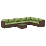 Set Divani da Giardino 8 pz con Cuscini in Polyrattan Marrone