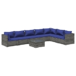 Set Divani da Giardino 8 pz con Cuscini in Polyrattan Grigio