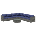 Set Divani da Giardino 8 pz con Cuscini in Polyrattan Grigio