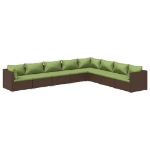 Set Divani da Giardino 8 pz con Cuscini in Polyrattan Marrone