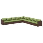 Set Divani da Giardino 9 pz con Cuscini in Polyrattan Marrone