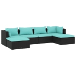 Set Divani da Giardino 6 pz con Cuscini in Polyrattan Nero