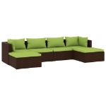 Set Divani da Giardino 6 pz con Cuscini in Polyrattan Marrone