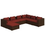 Set Divani da Giardino 7 pz con Cuscini in Polyrattan Marrone