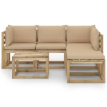 Set Divani da Giardino 6 pz con Cuscini Beige