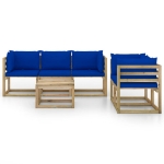 Set Divani da Giardino 6 pz con Cuscini Blu