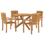 Set da Pranzo per Giardino 5 pz in Legno Massello di Teak