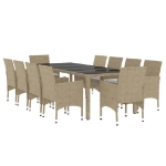 Set da Pranzo per Giardino 11 pz in Polyrattan Beige