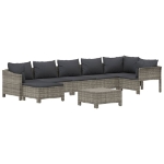 Set Divani da Giardino 8 pz con Cuscini in Polyrattan Grigio