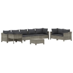 Set Divani da Giardino 9 pz con Cuscini in Polyrattan Grigio