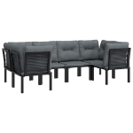 Set Salotto da Giardino 6 pz in Polyrattan Nero e Grigio