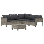 Set Divani da Giardino 6 pz con Cuscini in Polyrattan Grigio