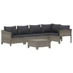 Set Divani da Giardino 6 pz con Cuscini in Polyrattan Grigio