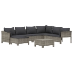 Set Divani da Giardino 8 pz con Cuscini in Polyrattan Grigio