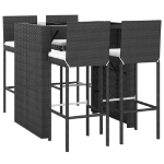 Set Bar da Giardino 5 pz con Cuscini in Polyrattan Nero