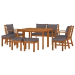 Set da Pranzo da Giardino 9pz con Cuscini Legno Massello Acacia