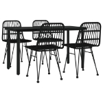 Set da Pranzo da Giardino 5 pz Nero in Polyrattan