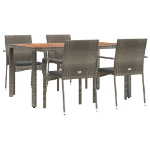 Set da Pranzo da Giardino 5 pz con Cuscini in Polyrattan Grigio