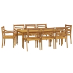 Set da Pranzo per Giardino 9 pz in Legno Massello di Teak