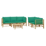 Set Salotto da Giardino 6pz con Cuscini Verdi Bambù