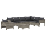 Set Divani da Giardino 8 pz con Cuscini in Polyrattan Grigio