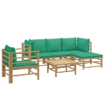 Set Salotto da Giardino 6pz con Cuscini Verdi Bambù