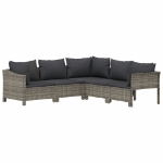 Set Divani da Giardino 5 pz con Cuscini in Polyrattan Grigio