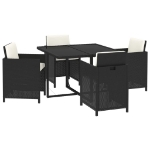 Set da Pranzo per Giardino 5 pz con Cuscini in Polyrattan Nero