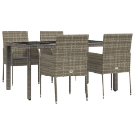 Set da Pranzo da Giardino 5 pz con Cuscini in Polyrattan Grigio