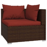 Set Divani da Giardino 5 pz con Cuscini in Poly Rattan Marrone