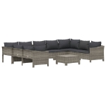 Set Divani da Giardino 10 pz con Cuscini in Polyrattan Grigio