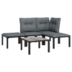 Set Salotto da Giardino 5 pz Nero e Grigio in Polyrattan