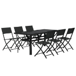 Set da Pranzo per Giardino 7 pz Grigio e Nero