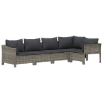 Set Divani da Giardino 5 pz con Cuscini in Polyrattan Grigio