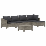 Set Divani da Giardino 6 pz con Cuscini in Polyrattan Grigio