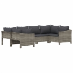 Set Divani da Giardino 6 pz con Cuscini in Polyrattan Grigio