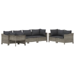 Set Divani da Giardino 7 pz con Cuscini in Polyrattan Grigio