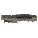 Set Divani da Giardino 9 pz con Cuscini in Polyrattan Grigio