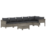 Set Divani da Giardino 7 pz con Cuscini in Polyrattan Grigio