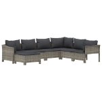 Set Divani da Giardino 7 pz con Cuscini in Polyrattan Grigio