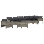 Set Divani da Giardino 8 pz con Cuscini in Polyrattan Grigio