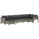 Set Divani da Giardino 7 pz con Cuscini in Polyrattan Grigio