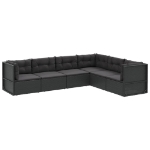 Set Mobili da Giardino 6 pz con Cuscini in Polyrattan Nero