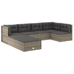 Set Divani da Giardino 7 pz con Cuscini in Polyrattan Grigio