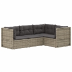 Set Divani da Giardino 4 pz con Cuscini in Polyrattan Grigio