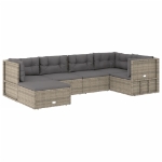 Set Divani da Giardino 6 pz con Cuscini in Polyrattan Grigio