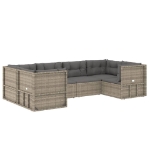 Set Divani da Giardino 6 pz con Cuscini in Polyrattan Grigio