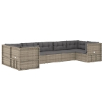 Set Divani da Giardino 7 pz con Cuscini in Polyrattan Grigio